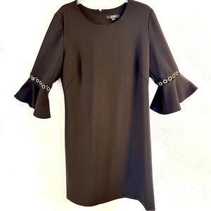 Dennis Basso Black Dress With Bell Sleeves Size 14